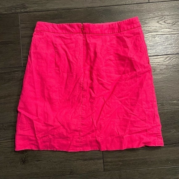 J. Crew Linen Blend Button Front Mini Skirt Hot Pink Size 4 - Picture 2 of 4